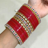 Pure Pearl Shimmer Kundan Diamond Red Chooda