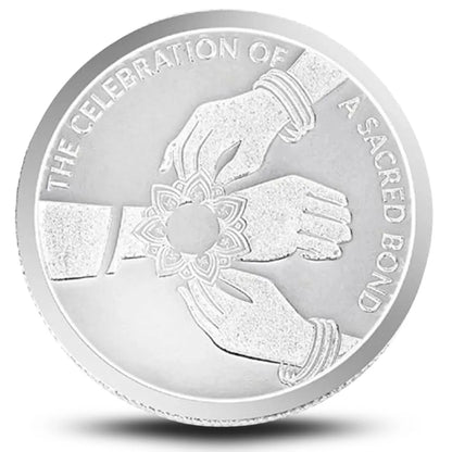 Combo: Happy Rakhi Gift - Rakhi On Hand Coin (10 Gram) + 2 Rakhi - 999 Purity Silver Coin