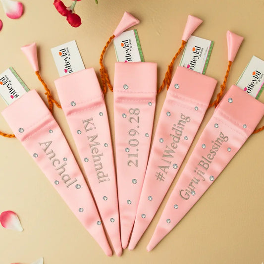 Baby Pink Mehendi Cone Cover -  Customise Name, Text, Initials, Etc.