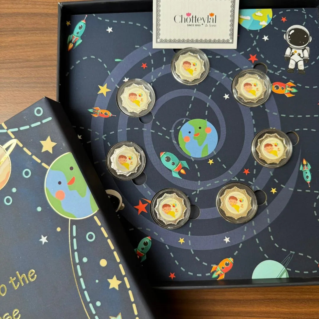 Premium Welcome to the Universe Silver Coin Gift Box – 7g Set (7 Coins x 1g Each)
