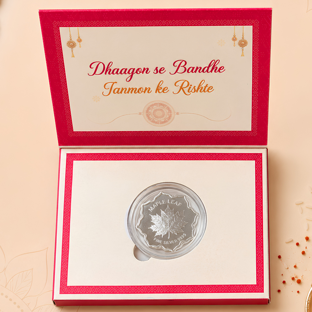 Premium Rakhi Silver Coin Gift Box with Carry Bag