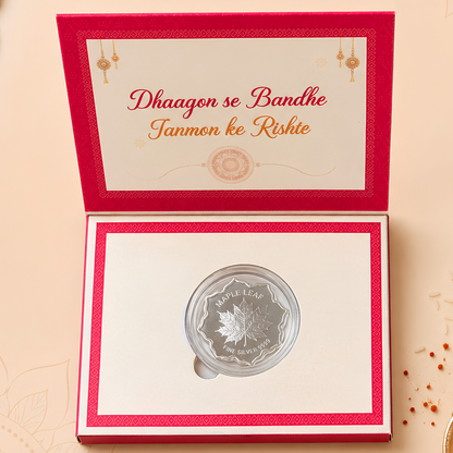 Premium Rakhi Silver Coin Gift Box with Carry Bag