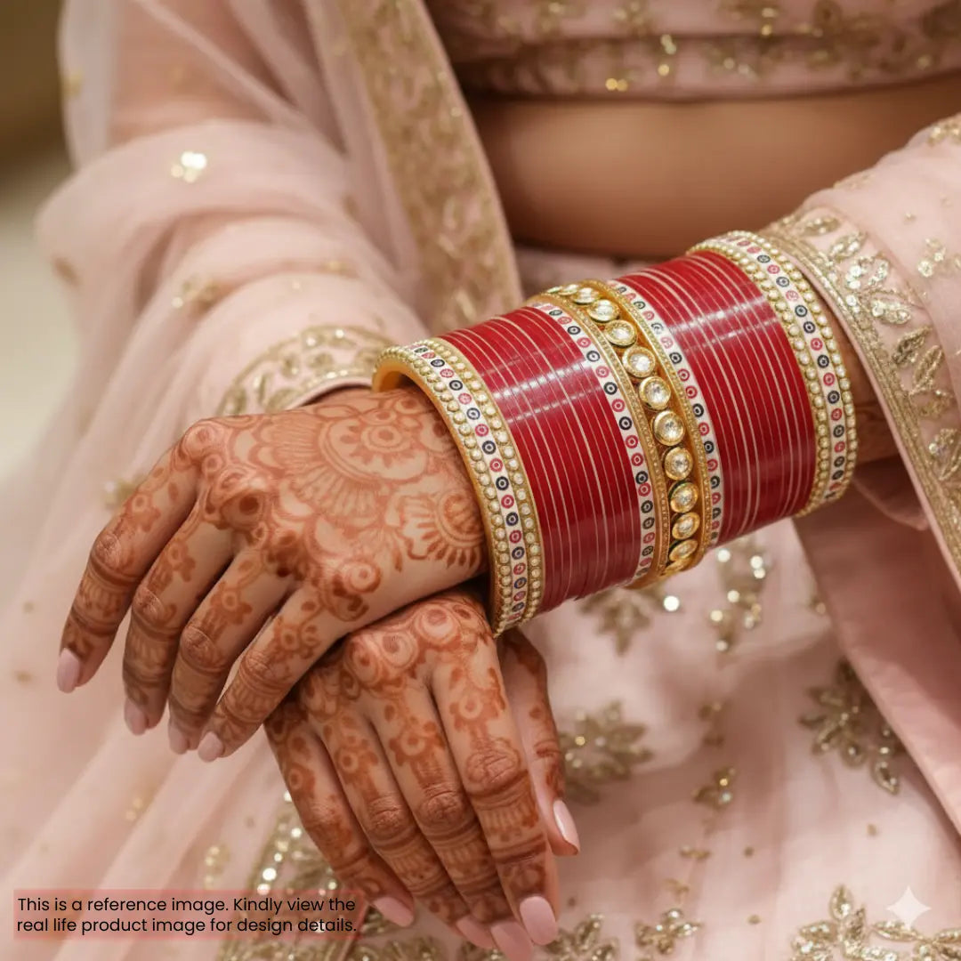 Pure Pearl Graceful Kundan Dark Red Chooda