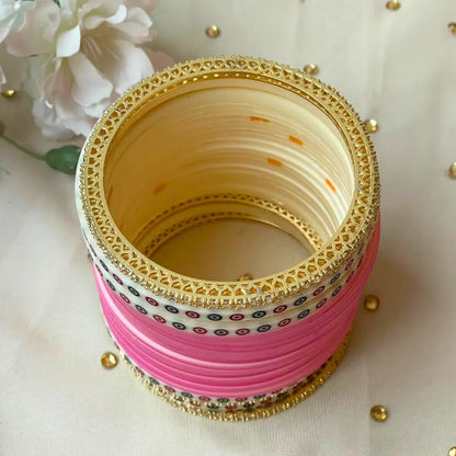 Pure Pearl Classic Diamond Heritage Pink Chooda Set of 21