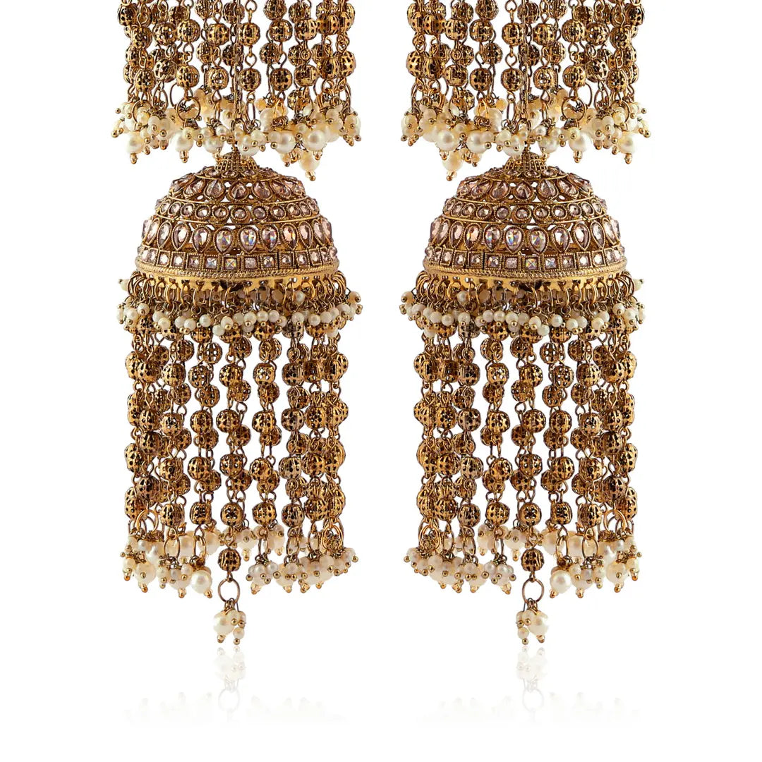 Golden Oxidised Stone & Pearl Bridal Kaleera