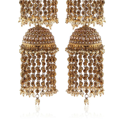 Golden Oxidised Stone & Pearl Bridal Kaleera