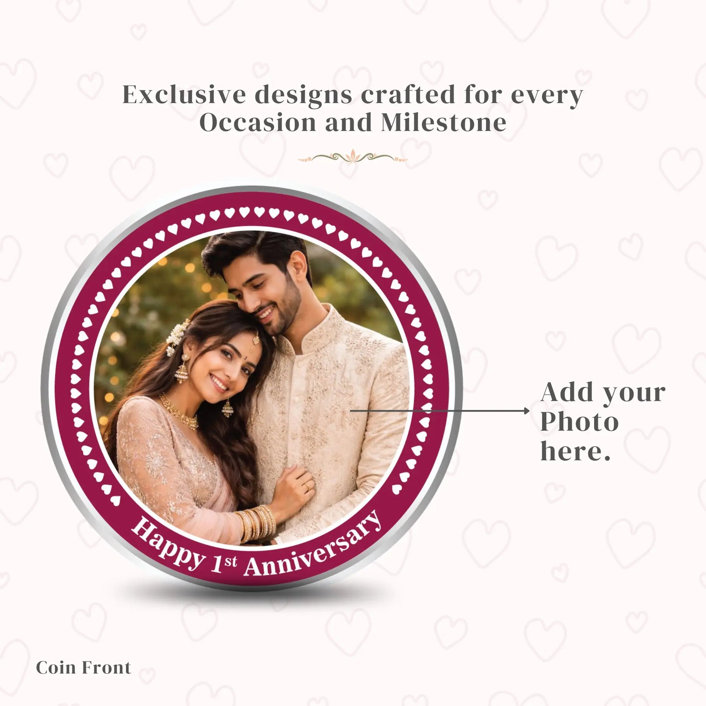 Classic 1st Anniversary Silver Coin — Personalize With Photo & Names