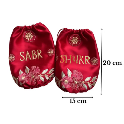 Sabr Shukr Red Chooda Cover – Premium Satin Bridal Essential