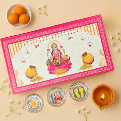 Laxmi ji, Silver, Folder Box, 3 Coins (1 GM Each), 999 Purity Silver Coins