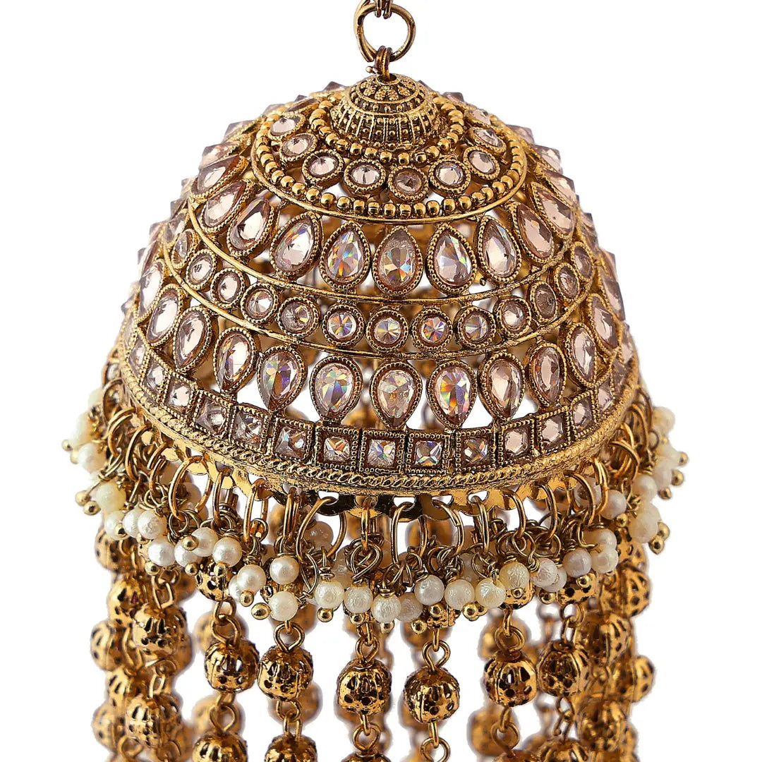 Golden Oxidised Stone & Pearl Bridal Kaleera