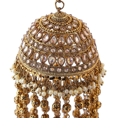 Golden Oxidised Stone & Pearl Bridal Kaleera