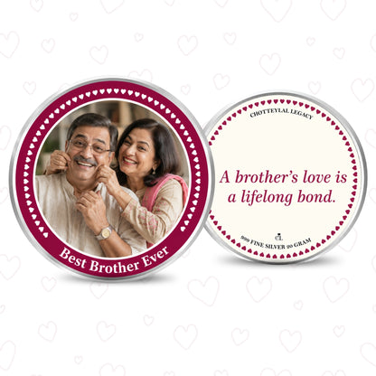 Forever Bond Personalised Raksha Bandhan Photo Silver Coin Gift