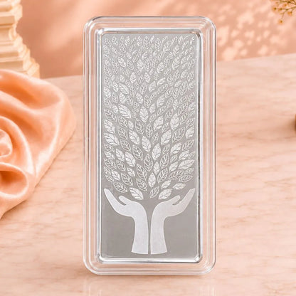 Leaf in Hand 500g Premium Banyan Tree Silver Bar with Elegant Gift Box