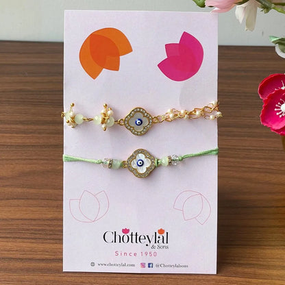 Combo: Happy Rakhi Gift - Rakhi On Hand Coin (10 Gram) + 2 Rakhi - 999 Purity Silver Coin