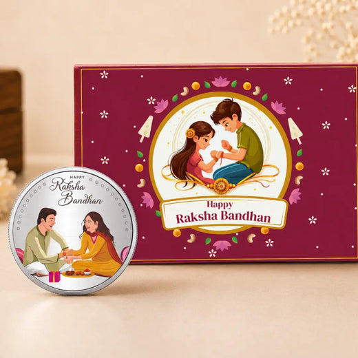 Forever Siblings Gift With Rakhi Card – UV Printed Brother-Sister 10g Silver Coin