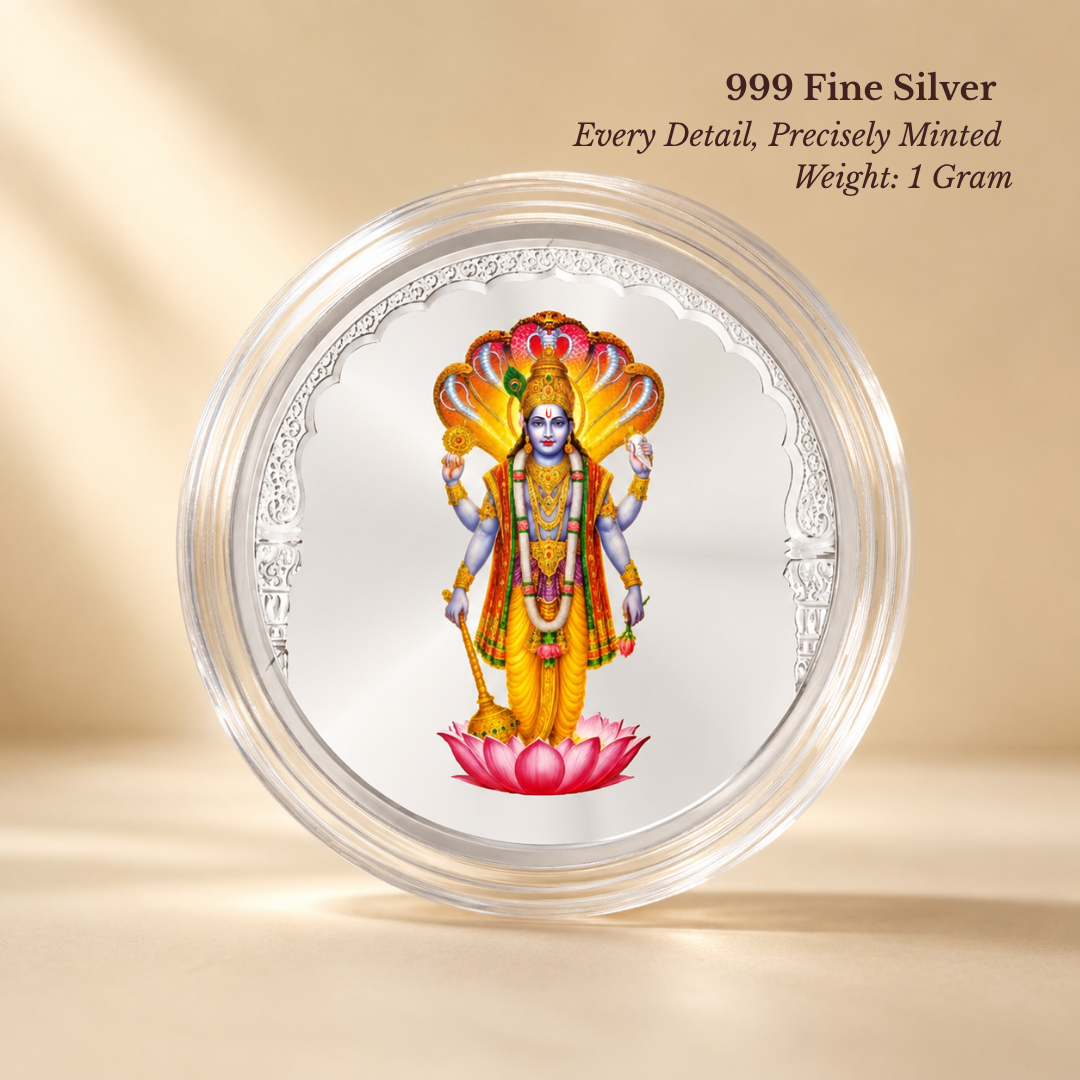 Vishnu Ji, Silver, Round Shape, 1 g