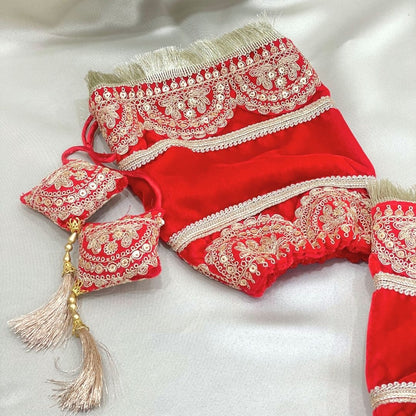 Zari Lace & Tassels Red Velvet Chooda Cover