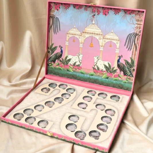 Celebration 25 Coin Box, Banyan Tree Design, Lotus Shape, Set of 25 Coins (2 Gram Each), 999 Purity - Ready To Ship