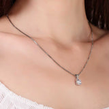 Sterling silver Box chain With Round Solitaire pendant