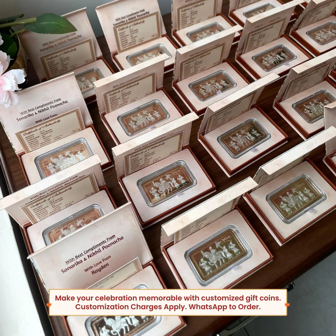 Baraati, Rose Gold Finish, Dollar Shape, Single (Multiple Weights), 999 Purity Silver Coin - Ready To Ship