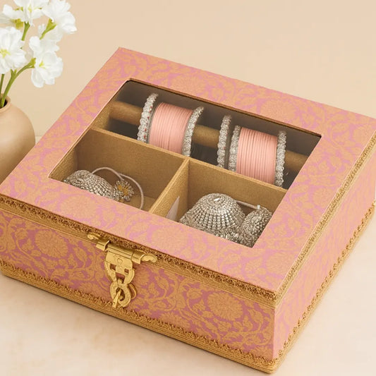 Regal Baby Pink Bridal 3-in-1 Chooda, Kaleera & Bangle Box - (Box Only)