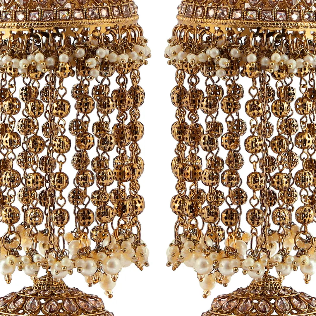Golden Oxidised Stone & Pearl Bridal Kaleera