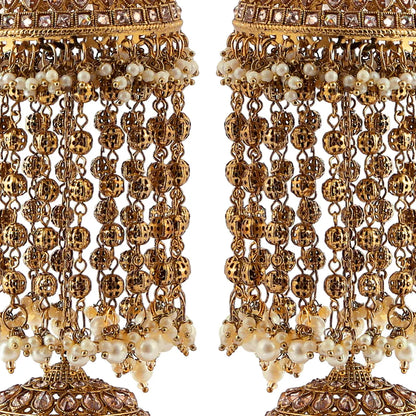 Golden Oxidised Stone & Pearl Bridal Kaleera