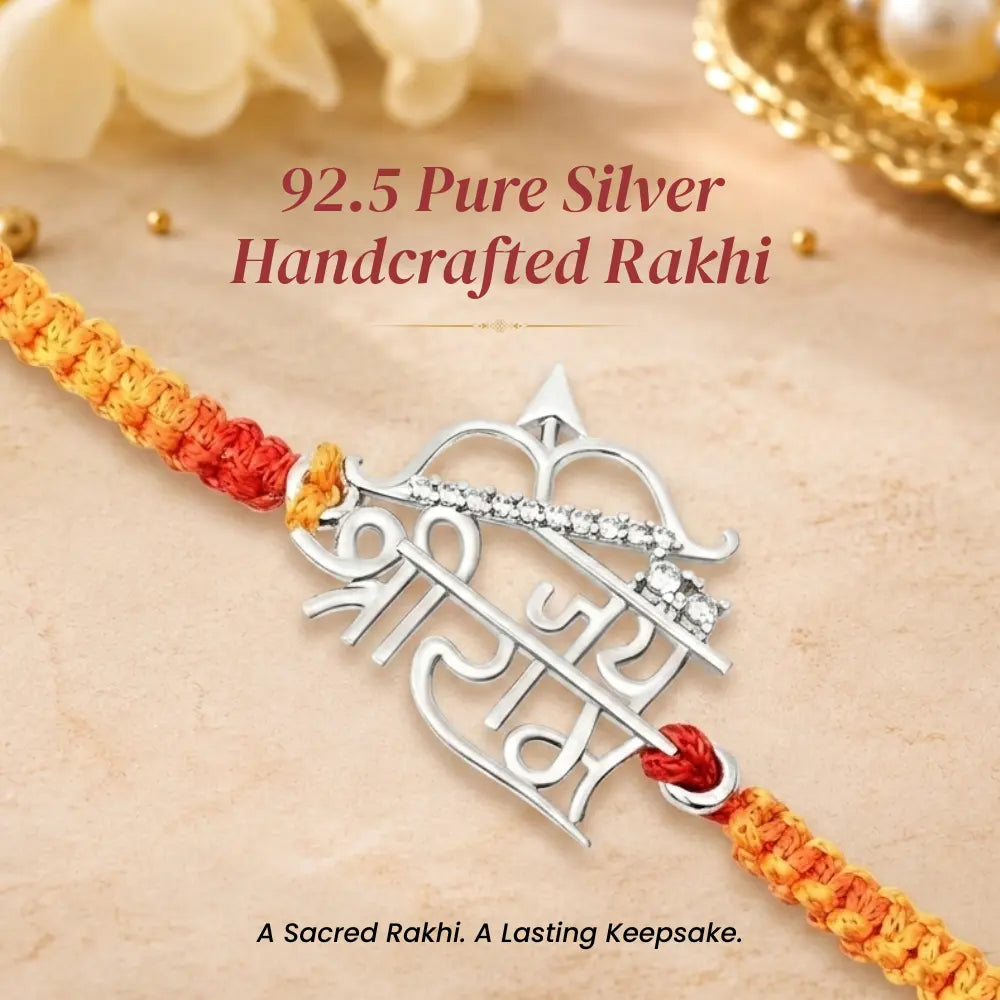 92.5 Silver Jai Shree Ram Rakhi – Designer Bracelet Rakhi for Brother