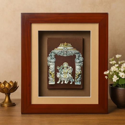 999 Silver Durga Maa Murti – For Mandirs, Walls & Desks - Ships Immediately
