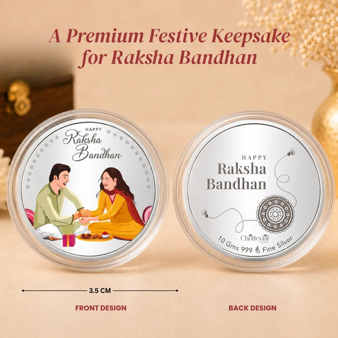 Forever Siblings Gift With Rakhi Card – UV Printed Brother-Sister 10g Silver Coin
