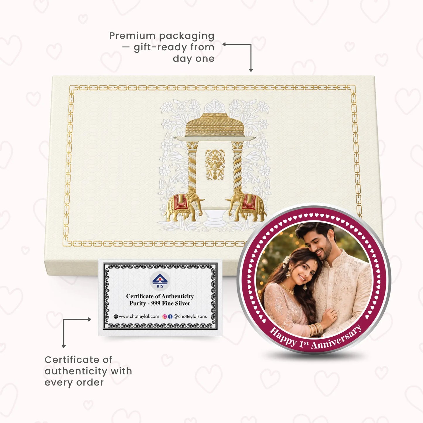 Classic 1st Anniversary Silver Coin — Personalize With Photo & Names