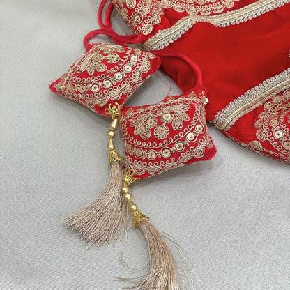 Zari Lace & Tassels Red Velvet Chooda Cover