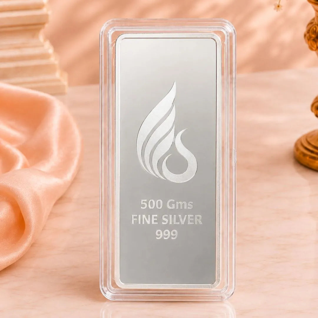 Leaf in Hand 500g Premium Banyan Tree Silver Bar with Elegant Gift Box