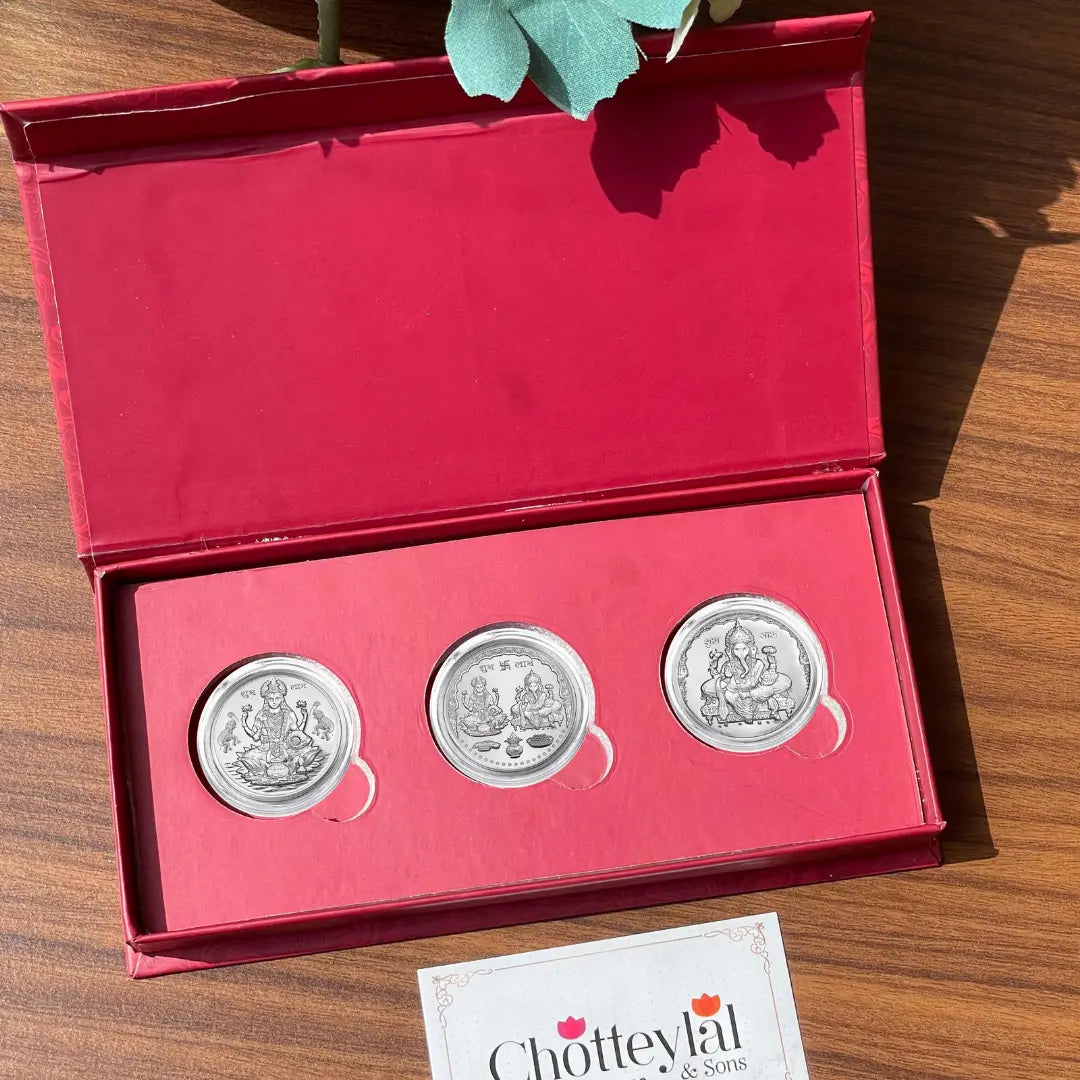 999 Pure Laxmi Ganesh 15 gm Silver Coin With Red Box