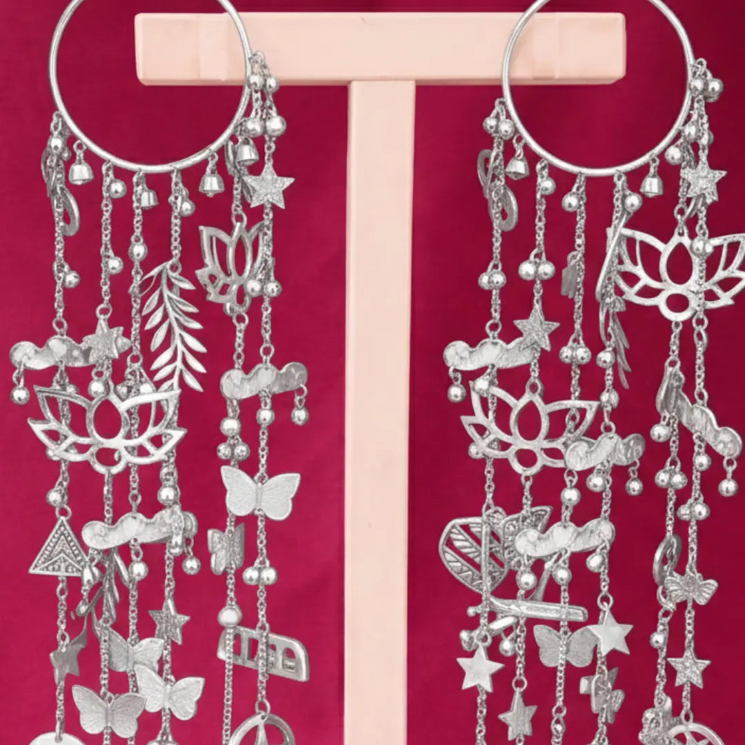 Silver Alia Bhatt Inspired Lotus & Butterfly Bridal Kaleera - Customizable With Unique Charm