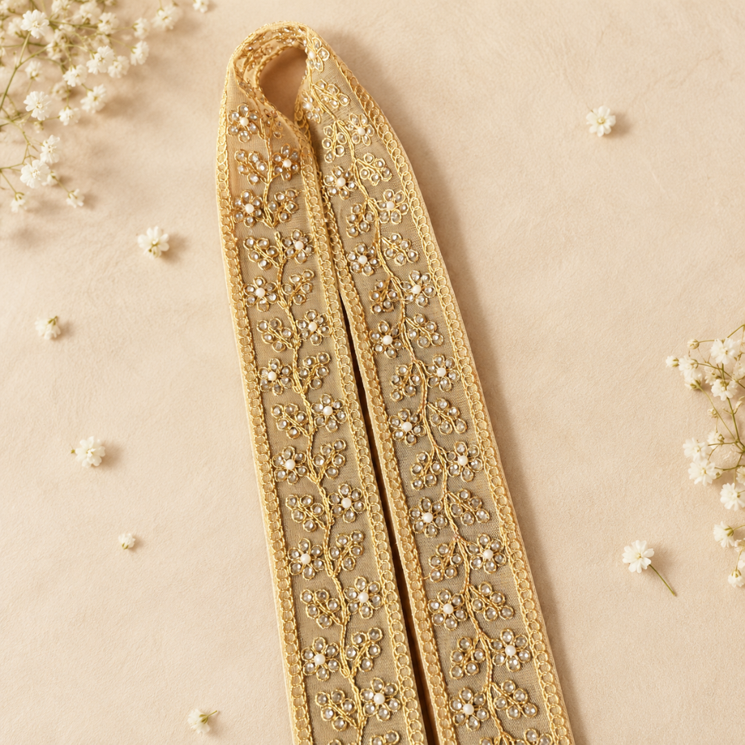 Golden Floral Milni Mala with Tassels