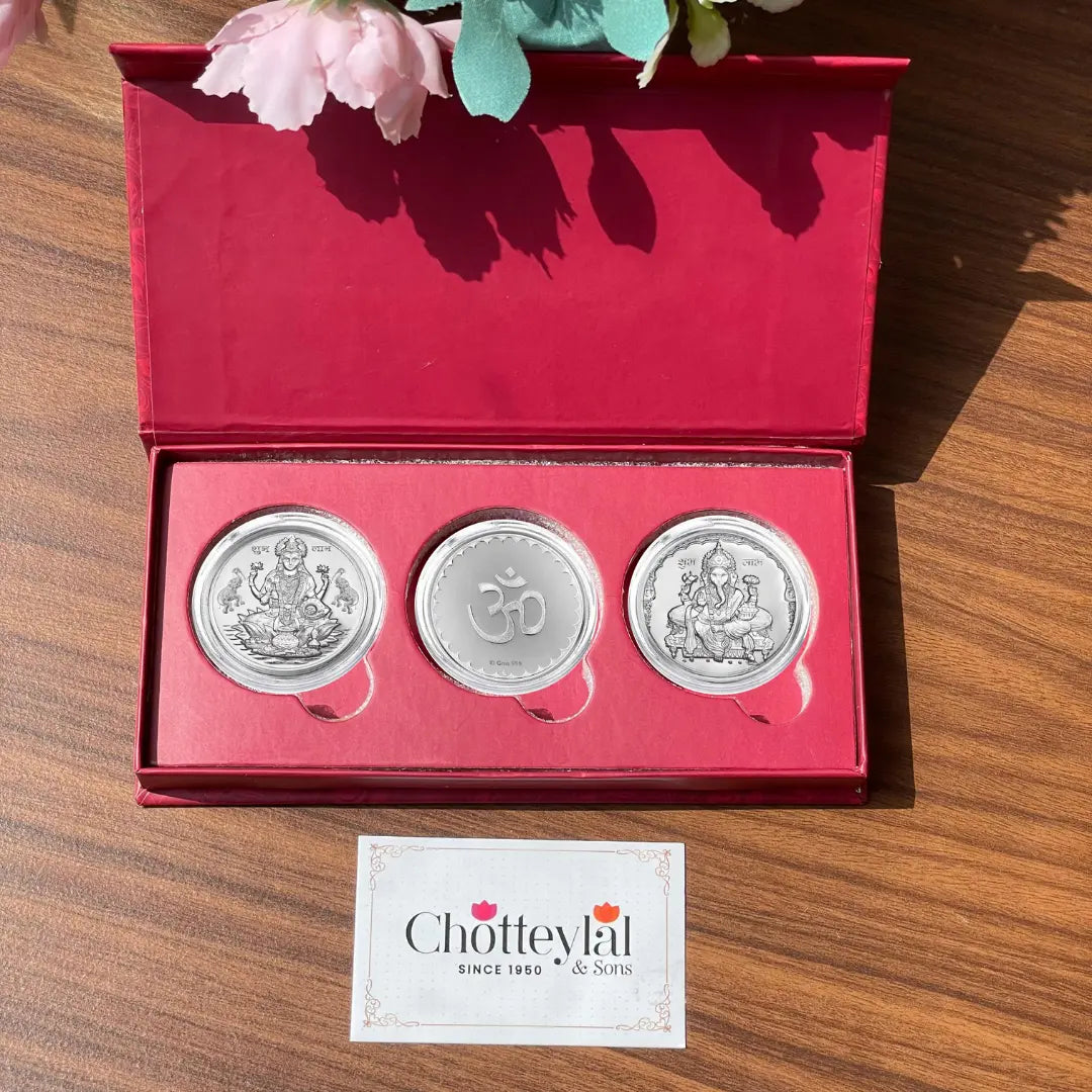 999 Pure Laxmi Ganesh 15 gm Silver Coin With Red Box