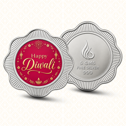 Diwali in Full Bloom - 5g Floral 999 Silver Happy Diwali Coin