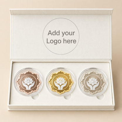 Lotus In Hand, Tri-Color, Lotus Shape, Set of 3 (10 g Each), 999 Purity - Wedding Gifts