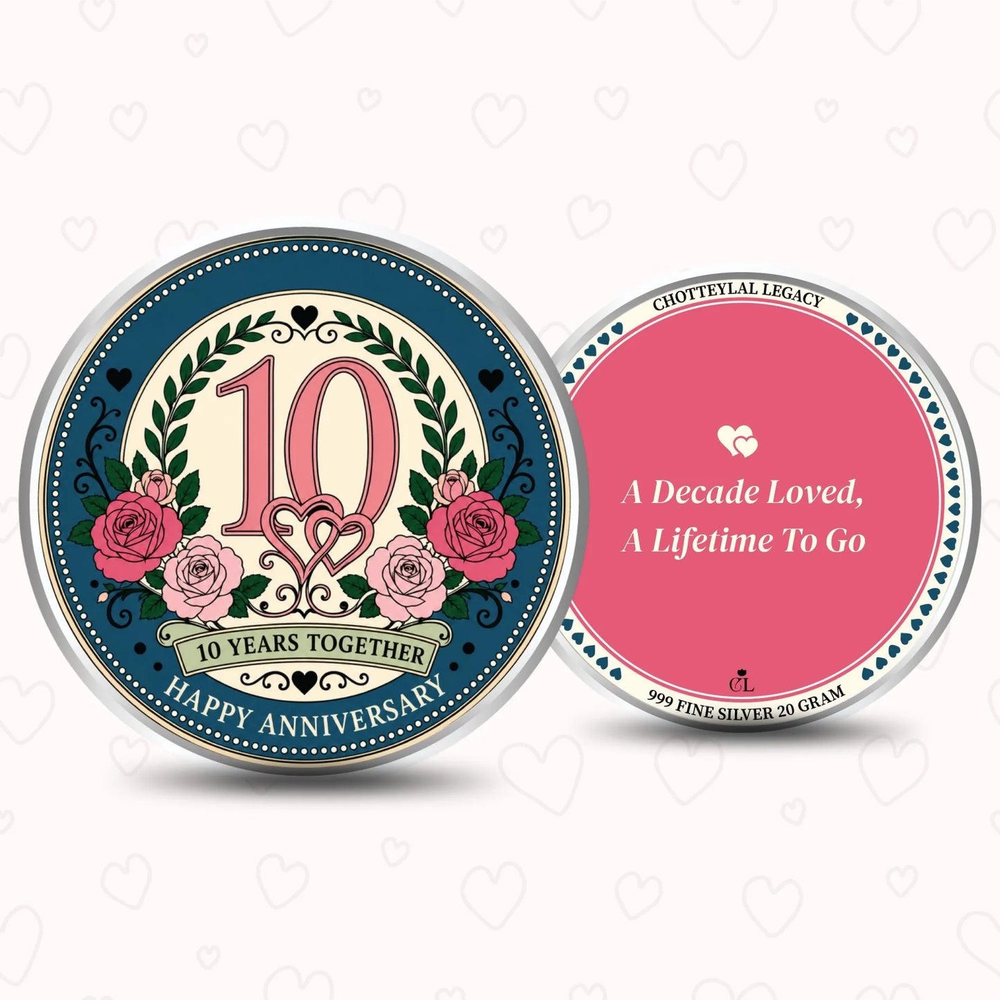 Chotteylal & Sons Customised 10th Anniversary Silver Coin