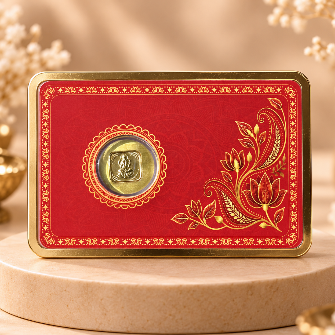 25mg Gold Lakshmi Ji Coin with Designer Gift Card