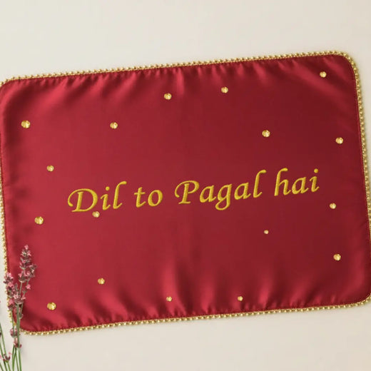Red Mehndi Mat Customizable With 1 Line Text