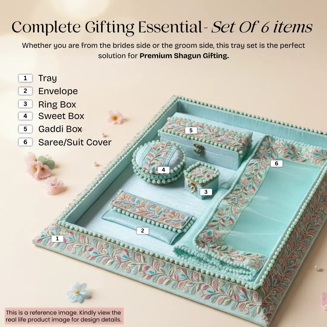 Premium Royal Green Shagun Tray Set