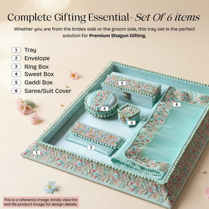Premium Royal Green Shagun Tray Set