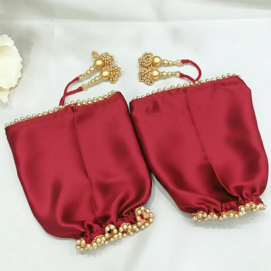 Parineeti With Pearl Beads Maroon Chooda Cover | Chotteylal and Sons