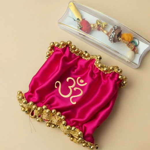 Om Traditional Pink Gaana Cover for Wedding Rituals