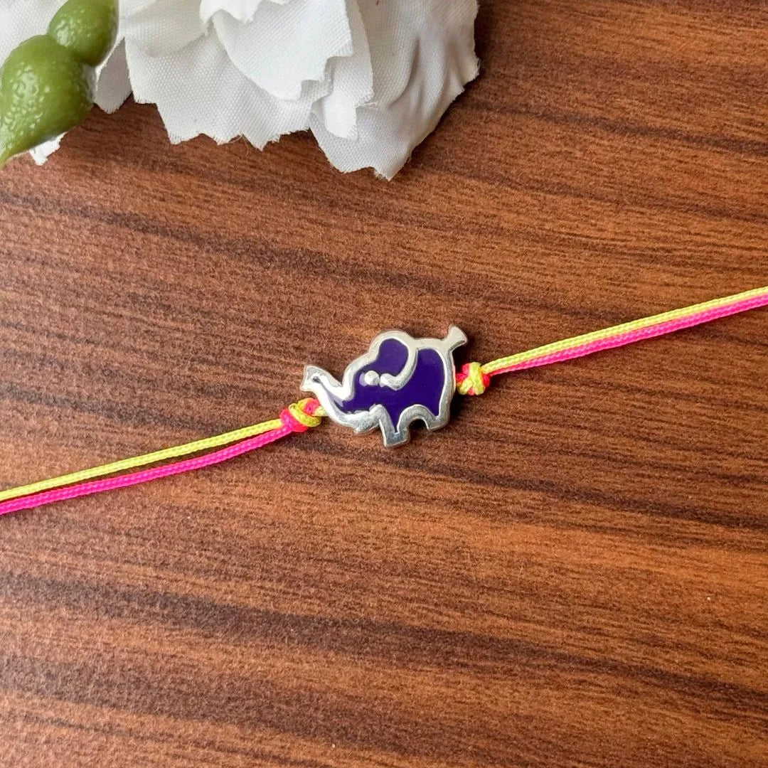 Royal Grace Rakhi – Handcrafted Elephant Motif in Pure 92.5 Silver