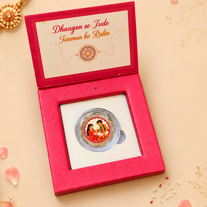 999 Pure Silver Coin Rakhi Gift Box with Premium Carry Bag