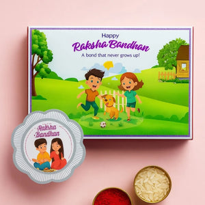 Sibling Goals, Happy Raksha Bandhan Box, Floral UV Print 5g Silver Coin