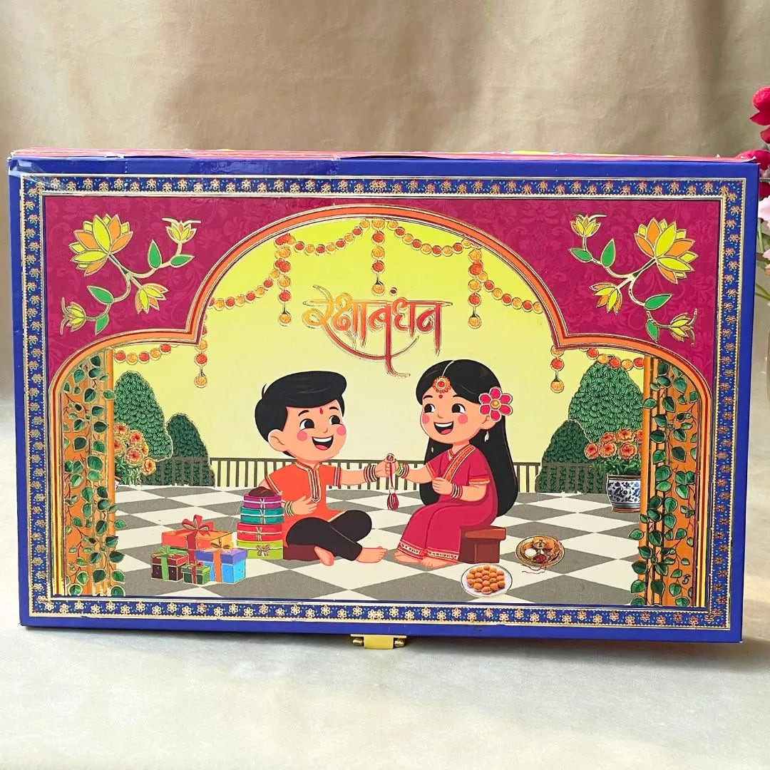 Raksha Bandhan Musical Box With 40 Gram Silver Coin (10 gram each) and Playing Cards - 999 Purity Silver Coins